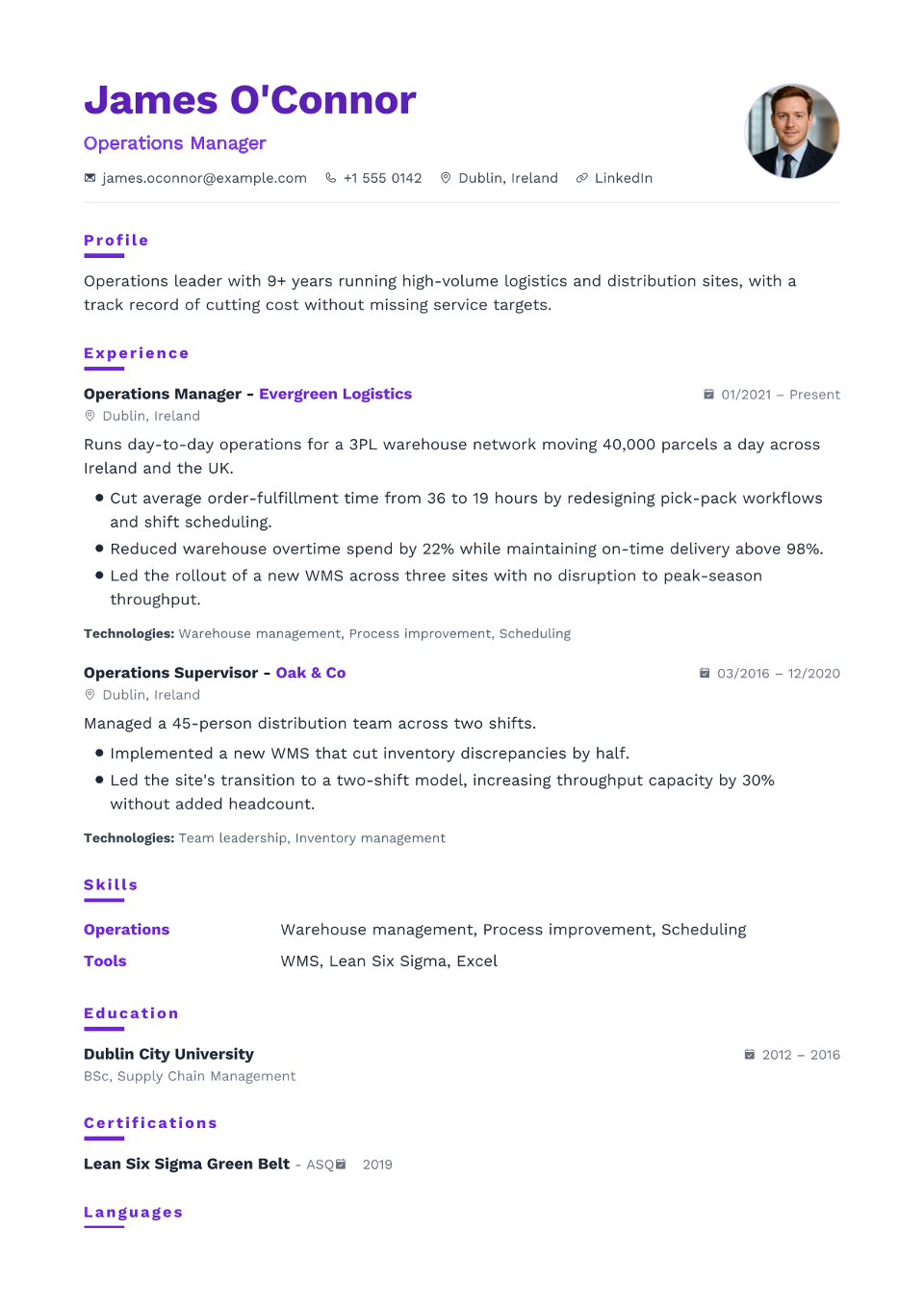 Customer Success Manager resume example preview