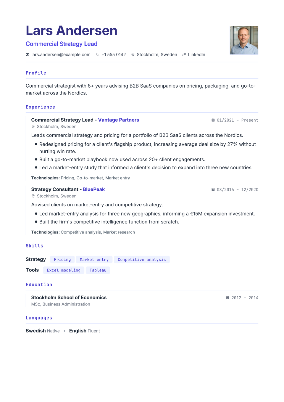 Data Analyst resume example preview
