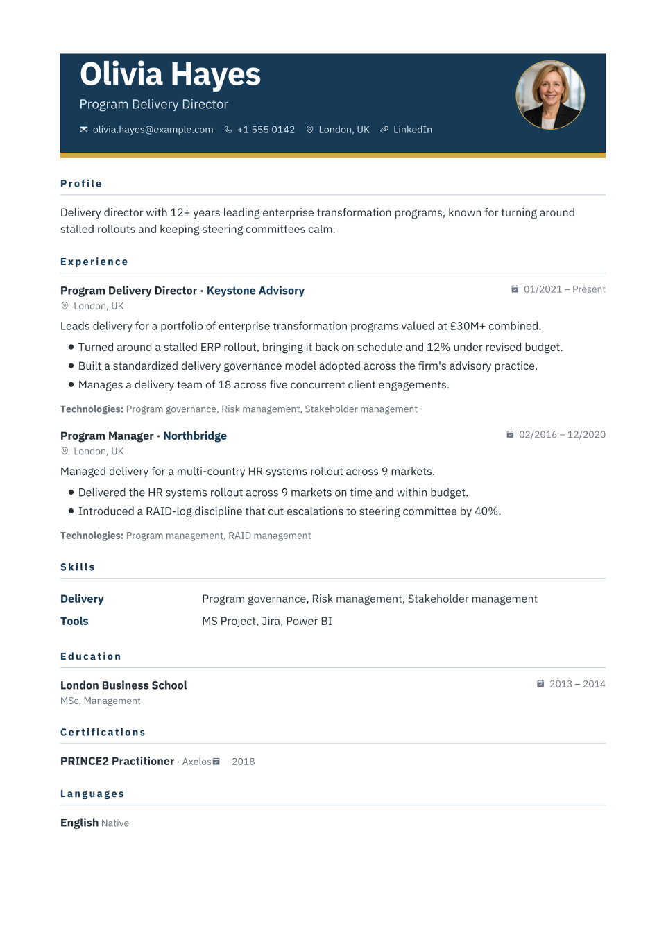 Mechanical Engineer resume example preview