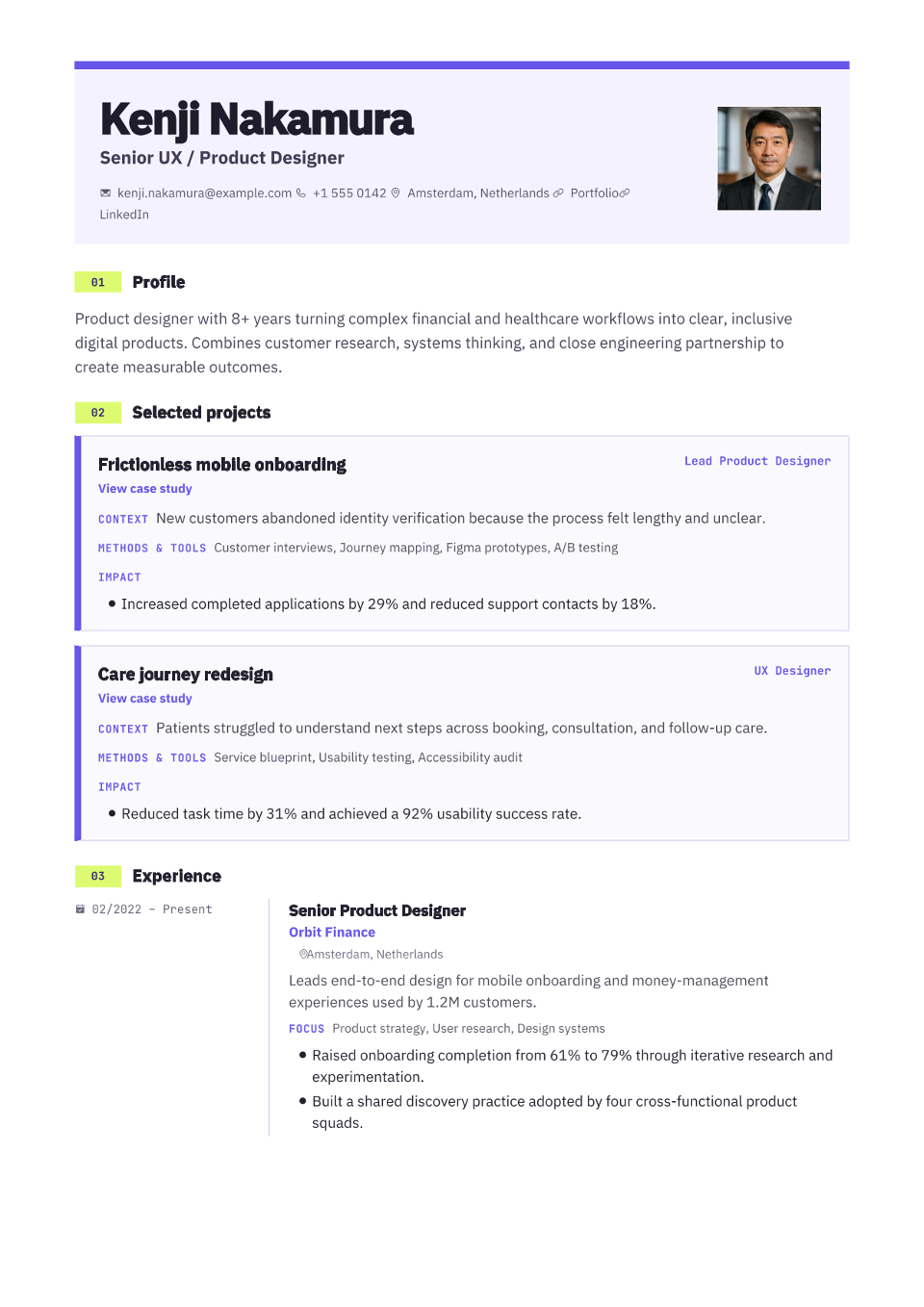Frontend Developer resume example preview
